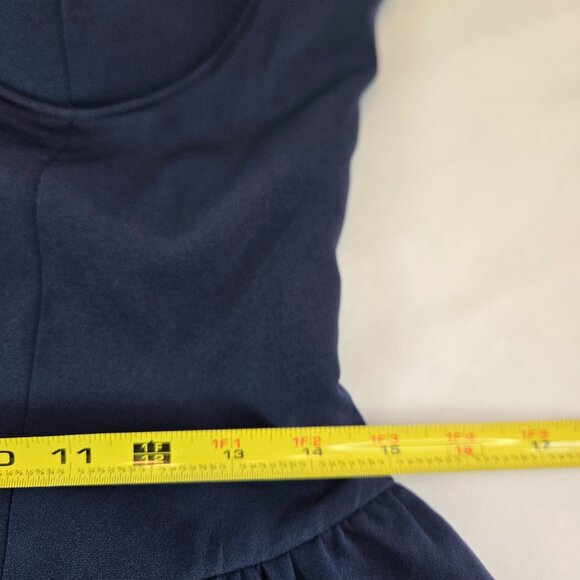 Women's Midi Dress W/ Voluminous Skirt, Adjustable Straps & Pockets Sz: M Navy - Picture 13 of 16